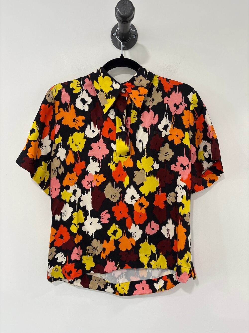 Maison Rabih Kayrouz MRK Floral Short Sleeve Blouse Size 40 US 8